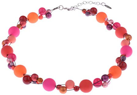 Adi-Modeschmuck Materialmix Kette Amelie (pink/orange)