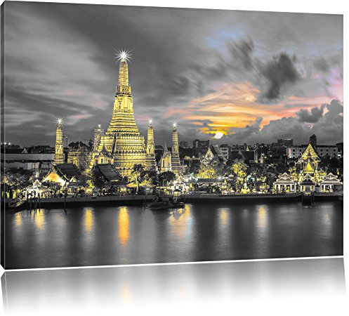 Pixxprint Tempel Bangkok Thailand, Größe: 60x40cm, Leinwandbild, fertig gespannt, Wandbild, Dekoration, Kunstdruck, kein Poster