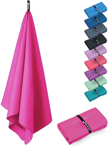 Fit-Flip Swimming towel – quick dry microfibre beach towel - ultra absorbent thin microfiber towels for travel, beach & gym - lightweight swim essentials (200x90cm, Deep Pink)