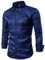 Allthemen Men's Paisley Shirt Jacquard Silk Shirts for Men Dress Shirts Long Sleeve Button Down Collar Casual Tux, Blue,Navy, XL