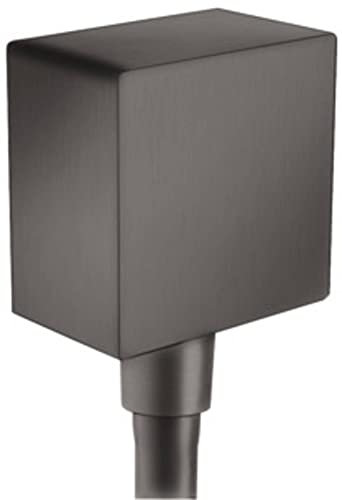 hansgrohe Schlauchanschluss FixFit Square, Wandanschluss mit Rückflussverhinderer, Brushed Black Chrome, Klein