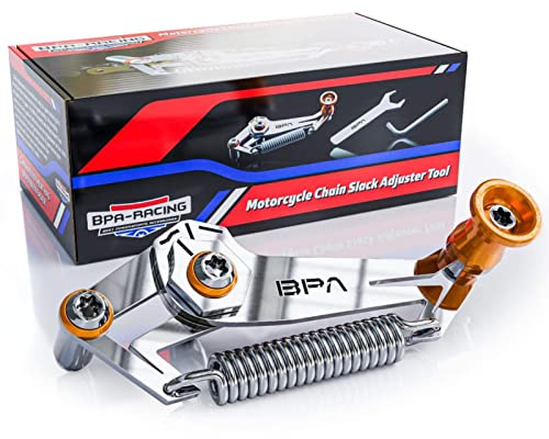 BPA-RACING Motorcycle Chain Slack Adjuster Tool - Innovative Chain Tensioning Tool for Easy, Quick & Precise Chain Slack Adjustment- Slack Setter Tool (Orange)