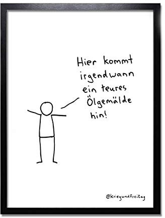 kriegundfreitag Krieg und Freitag Kunstdruck Ölgemälde inkl. schwarzer Rahmen (30 x 40 cm | 11,8x15,7) Wandbild, Poster, Deko Bilder| Künstler