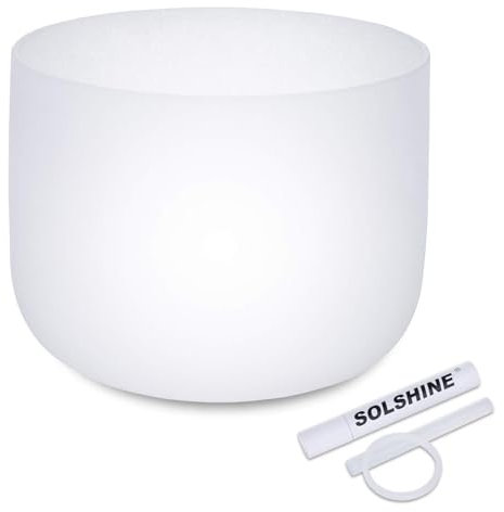 SOLSHINE B Note Crystal 432 HZ 8 Crown Chakra Crystal and O-Ring Singing Bowl