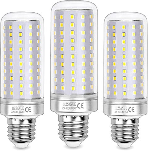 HZSANUE LED Lampen 26W, 200W Glühlampenäquivalent, 3000lm, 4000K Neutralweiß, E27 Edison Schraube, 3 Stück