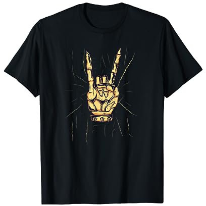 Hard Rock Heavy Metal Pommesgabel Teufelsgruß T-Shirt