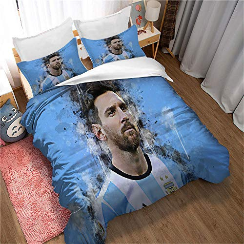Ste-X Lionel Messi Bettwäscheset Bettbezug, Bettwäscheset Amateur Mikrofaser Bettbezug & Kissenbezüge Gedruckt (135 x 200 cm,Stil 06)