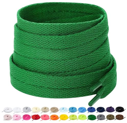 Stepace 2 Paires - Lacets Plats pour Chaussures, Lacets de Remplacement de 8 mm de Qualité Supérieure pour Chaussures de Sport, Chaussures de Ville Vert 120 cm