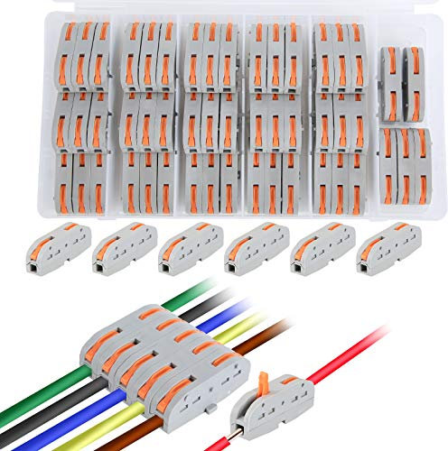 50pcs Compact Wire Conductor Connector,one-to-one Quick Terminal Block Splicing Connectors,Assortment Conductor, Can Splicing into 2/3/4/6 Way Butt Terminal Connectors