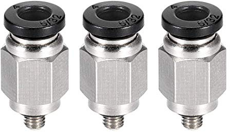 Spinta pneumatica diritta per collegare rapidamente i raccordi M3 maschio X 4 mm Tubo OD tono argento 3 pezzi