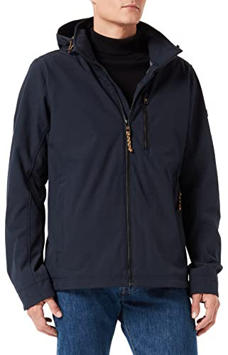 camel active Herren Wind- und Wasserabweisende Softshell-Jacke mit Abnehmbarer Kapuze Dunkelblau, menswear-54