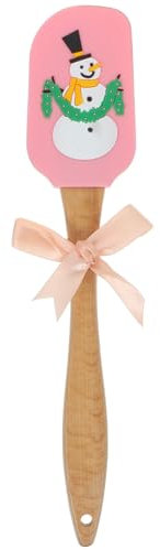 Lurrose Christmas Silicone Spatula Christmas Cake Spatula Christmas Spatulas Utensil Christmas Tree Scrapper for Cooking Baking Mixing Pink