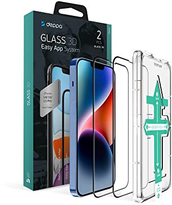 Deppa |2 Stück| für iPhone iPhone 16e/iPhone 14/13 Pro/13 (6.1') Schutzfolie mit Schablone | 9H Stoßfest | Vollständige Abdeckung | Blasenfreie, einfache Installation| Ultra-Klar