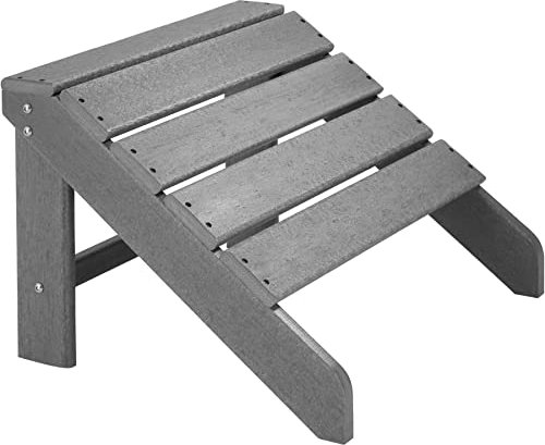 tectake 800816 Fußablage für Adirondack Gartenstuhl, wetterfest, Holzoptik, Fußstütze aus Kunststoff, 48 x 48,5 x 38 cm, Outdoor Fußauflage für Garten Terrasse Balkon (Grau-Grau | Nr. 404509)