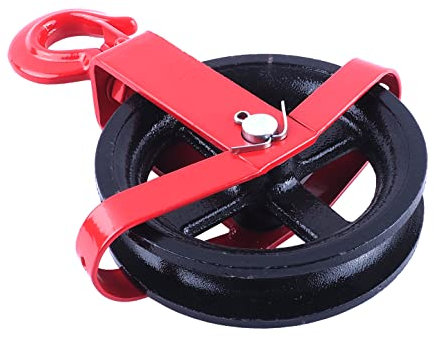BAUSTER® Seilwerk 125mm Umlenkrolle mit Haken Seilwinde Seilzug Seilrolle Windenrolle Heberolle Bauaufzug Baurolle Vogelrolle Haken Flaschenzug Flaschenzug Baurolle Bau Aufzug