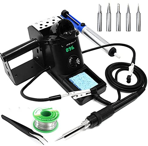Lötstation 60W Professionell Lötkolben Set mit LED Displayanzeige 90°C ~ 480°C Einstellbare Temperaturkontrolle Lötkolben Set für Schule Labor Hobbylöten
