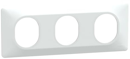 Schneider Electric - Ovalis - Plaque de finition - 3 postes Horizontal - entraxe 71 mm - Blanc - S320706