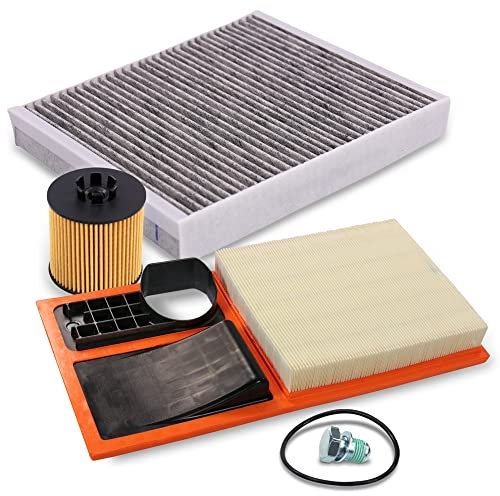 ATEC Germany Inspektionspaket Filterset mit 1x Ölfilter; 1x Luftfilter; 1x Innenraumfilter (Pollenfilter) mit Aktivkohle; 1x Ölablassschraube inkl. Dichtring