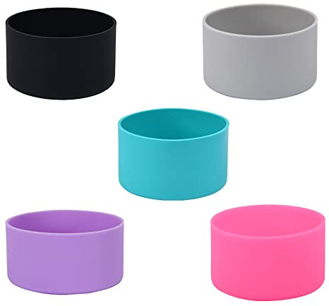 5 Pack Water Bottle Boot, Protective Silicone Sleeves for Glass Bottles, Anti-Slip Bottom Sleeve Cover Holder for Tumbler Cup Stainless Steel Insulated Bottles (Assort Colors)