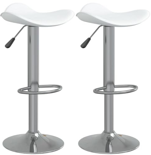 vidaXL Barhocker 2 STK. Weiß Verchromter Stahl und Kunstleder