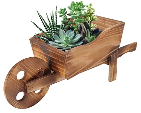 Asixxsix Fioriera per Carriola, Vaso di Fiori per Carriola in Legno Innovativa Fioriera per Carriola Succulenta Fioriera Decorativa per Vagoni in Legno per Giardino Cortile Cortile Balcone