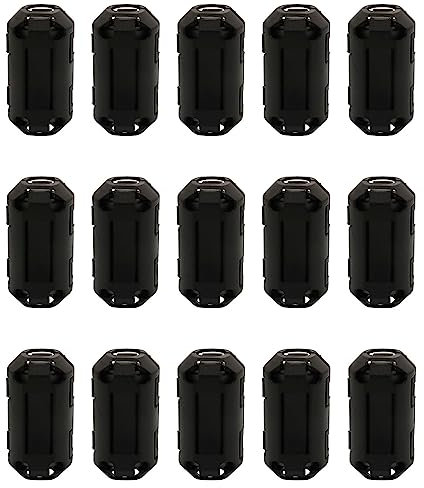 15 Stück 7 mm Ferritkerne Ferritfilter Ferrit Ringkern Kabel Clip Set Größen Klappferrit für Kabel RFI, EMI für USB Kabel, Audio und Video Kabel Power Cord