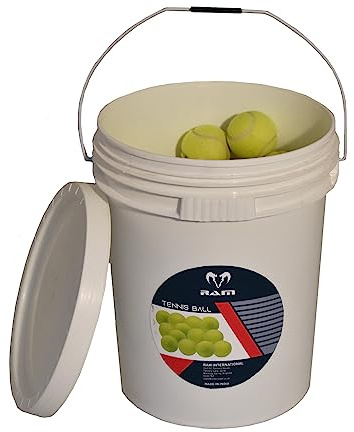 Ram Cricket Coaching Tennis Balls, 60 Balls in Bucket