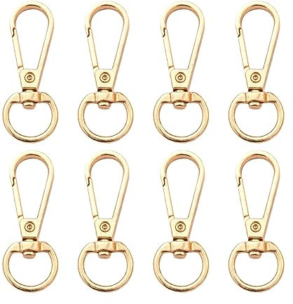 LYQNIHOB 8 Stück Goldene Schwenk-Haken - Drehbare Karabinerhaken aus Legierung - Als Schlüsselanhänger, Schnallen oder zur Produktion von Handtaschen, Rucksäcken und DIY-Projekten