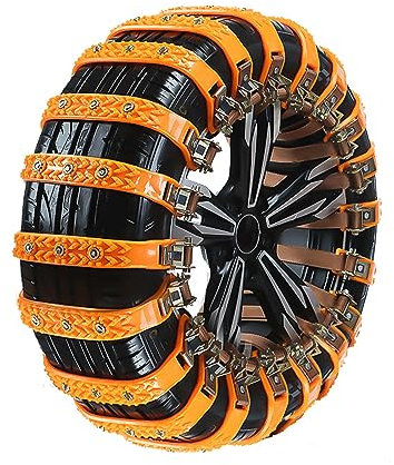 kyaoayo Schneeketten Universal, Tire Snow Chain, Anti-Skid Chains, 6-StüCk Universal Schneeketten füR Reifenbreite 165-265mm, Notfallzugketten füR Die Meisten PKW/SUV/LKW.