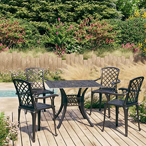 Homgoday 5-TLG. Bistroset Gartenmöbel Set Stühle und Tisch Sitzgruppe Gartengarnitur Essgruppe Balkonset Garnitur für Garten Terrasse Hof und Balkon Aluminiumguss Schwarz