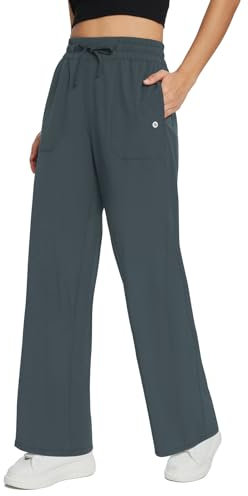 baleaf Damen Jogginghose Yogahose Sweatpants Weites Bein Athletic Sweat Pants Casual Workout Hose mit Taschen UPF50+ Grau XL