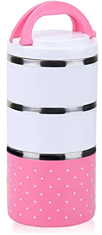 SePkus Bento Box Wave Point - Fiambrera con aislamiento de acero inoxidable sellada a prueba de fugas para estudiantes para oficina y camping (color: rosa)