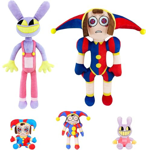 LUKIUP The Amazing Digital Circus Plush, 2 Stück Pomni Jax Kuscheltier, Anime Figuren Spielzeug für Ostern Weihnachts Valentinstag Geburtstagsgeschenke für Jungen Mädchen