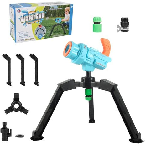 Automatische Wasserpistole für Kinder, 12m Reichweite Spielzeug Spritzpistole, Wasserpistole mit Direktem Schlauchanschluss, Blaster Spielzeug für Kinder und Erwachsene (A-Blau)