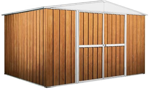 Casetta Box da Giardino in Lamiera di Acciaio Porta Utensili 360x260x212 cm Enaudi Legno