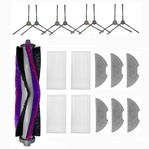 HMHAMA Kit d'accessoires de rechange pour aspirateur robot Eureka E10S, 1 brosse principale, 4 paires de brosses latérales, 4 filtres HEPA + 6 chiffons