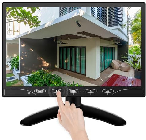 XiNOWY Moniteur Portable 10,1 Pouces HD CCTV, 1024x600, Écran LCD Couleur, HDMI, VGA, AV, Haut-Parleur, Bouton Tactile, pour DVR, PC, DVD, Système de Surveillance de Sécurité