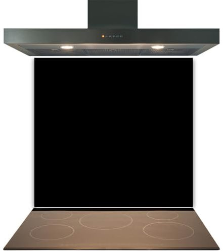 C2G Coloured Toughened Glass Splashback for Kitchen, Tempered Heat-Resistant Glass Splashbacks with Polished Edges for Cooker and Hob Backsplash (Black, 60 x 65cm)