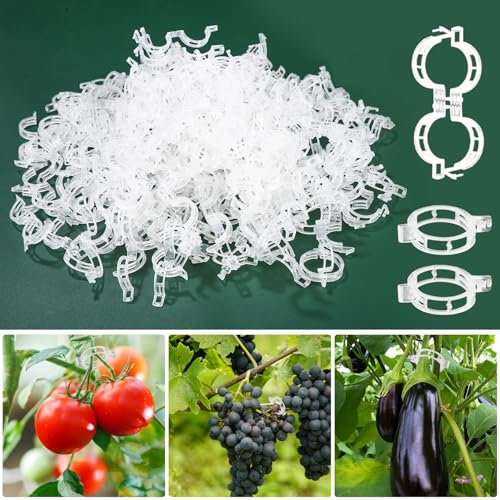 Zofory Pflanzenclips 300 Stück, Pflanzenklammern, Pflanzen Clips Kunststoff, Tomatenhaken, Rankhilfen, Pflanzen Rankhilfe, Pflanzenclips für Kletterpflanzen, für Tomaten Rankhilfe, Gurken Rankhilfe