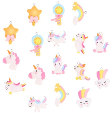 PHENOFICE 17 Stück Einhorn Anhänger Charm Für Schlüsselanhänger Armbänder Bastelset Aus Kunstharz