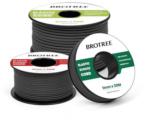 Brotree Cuerda Elástica 3mm x 10m Hilo Elástico Redonda Goma Elastica para Manualidades, Pulseras, Costura, Abalorios y Tienda - Negro