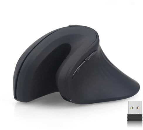 Zienstar-Vertical Mouse Wireless,Rechargeable Ergonomic Optical Mice with 3 Adjustable DPI,Right Handed Design-Black
