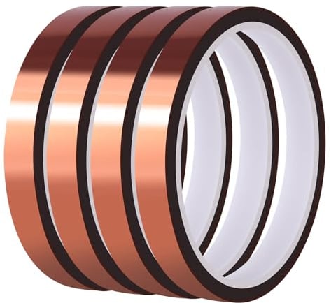 Fyguard 4 Rollen Kaptonband, 10 MM X 30 M, Hitzebeständig Braun | Polyimid Tape, Bis 300 °C, Rückstandsfrei, Für Sublimation, Leiterplatten, 3D-Druck