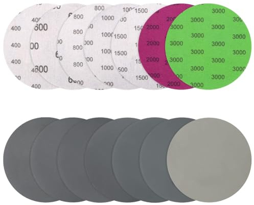 Bangbobi 70 Stück Schleifpapier Klett 125mm, Nass und Trocken Schleifscheiben, Körnung 400 600 800 1000 1500 2000 3000, Runde Schleifpads für Auto Metall Holz
