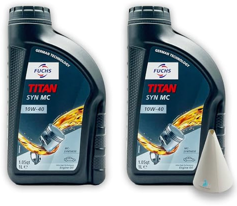 2 L Fuchs Titan Syn Mc | 10W-40 | kompatibel mit | MB229.3 | VW 501 01 / VW 505 00 | PSA B71 2300 | RN0700 / RN0710 | Motoröl | Ölwechsel | Öl | mit Trichter
