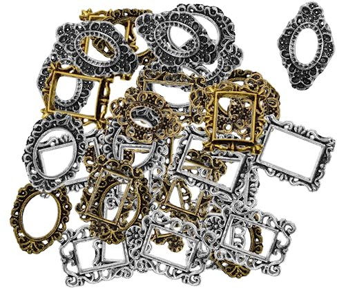 Didiseaon Metal Vintage Photo Frame Nail Art 40pcs Mini Square Frame Nail Gems Decorative Art