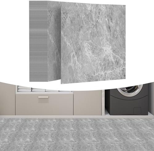 YRHome 27 Stücke PVC Bodenbelag Selbstklebend 2,51m² Vinylboden Bodenfliesen Klebefliesen 30x30cm Venylbodenbelag Laminat Wasserdicht Rutschfest PVC Fliesen Dekor-Dielen Fliesenoptik Eiche Grau
