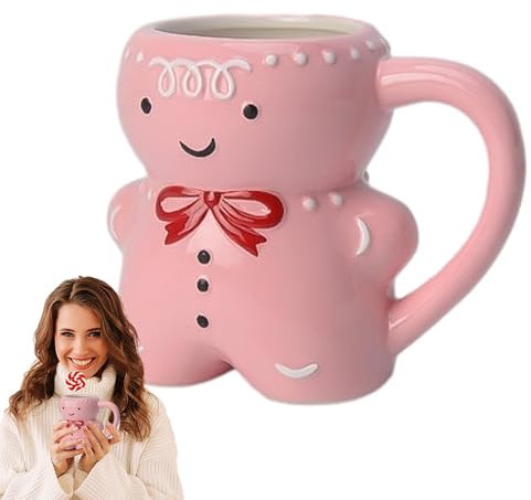 Weihnachtstassen Lebkuchenmann | Milchteetasse, neuartige -Lebkuchenmann-Tasse, Feiertags-Partyzubehör, lustige Geschenke für Familienfreunde, Milchtee-Kaffeetassen