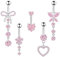 MUNSKT Piercing Nombril, 5 PCS Piercing Nombril Acier Inoxydable, Coeur Papillon Dangle, Bijoux De Piercing Pour Femmes Filles