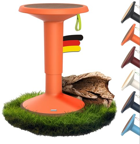 Interstuhl UPis1 - ergonomischer Sitzhocker mit Schwingeffekt - höhenverstellbar - Hocker mit rutschhemmender Standfläche & Kippschutz - Bürohocker (ECO Pastellorange, ECO UP Sitzhocker)